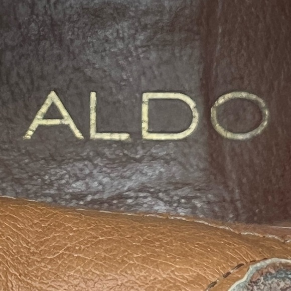 Aldo Tan Side Zip Block Heel Ankle Booties Size 7.5 Women's - Picture 2 of 9